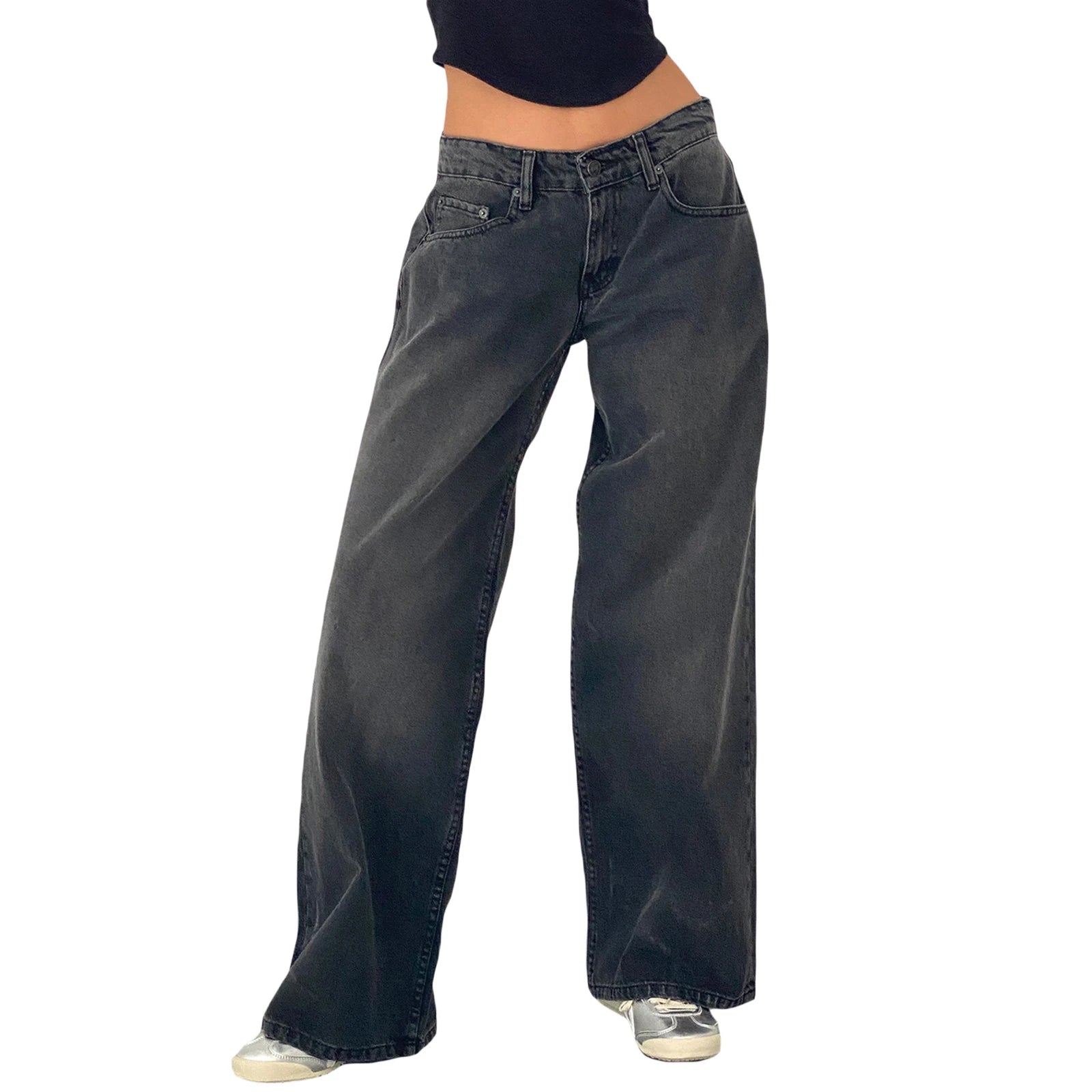 Y2K Baggy Jeans for Women Trendy Low Rise Casual Straight Leg Boyfriend Jeans Denim Pants with Pocket Streetwear