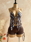 Summer New Women'S Camisole Fashion Clubwear Party Beach Female Halter Top Sexy Cardigan Backless See through Mesh Knitted Vest