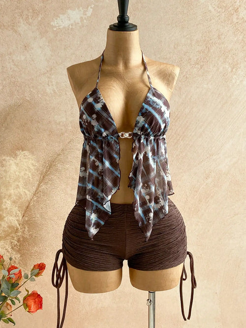 Summer New Women'S Camisole Fashion Clubwear Party Beach Female Halter Top Sexy Cardigan Backless See through Mesh Knitted Vest