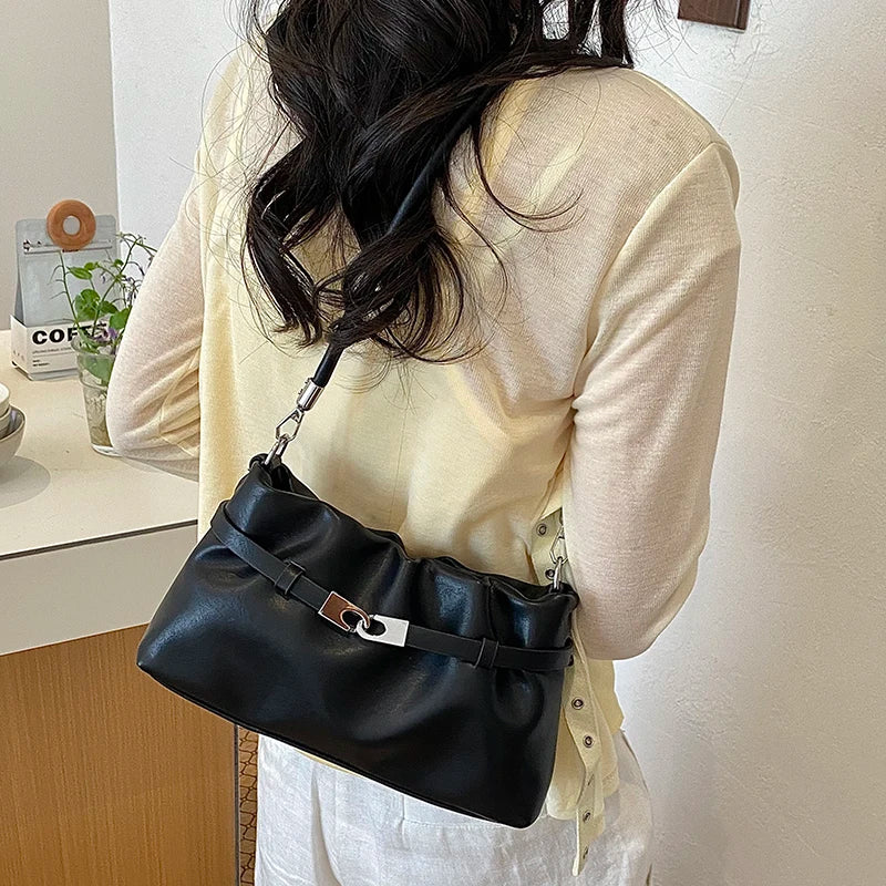 Women'S Small PU Leather Buckle Crossbody Bag Casual Work Simple Shoulder Bags 2026 New Luxury Fashion Handbags and Purses