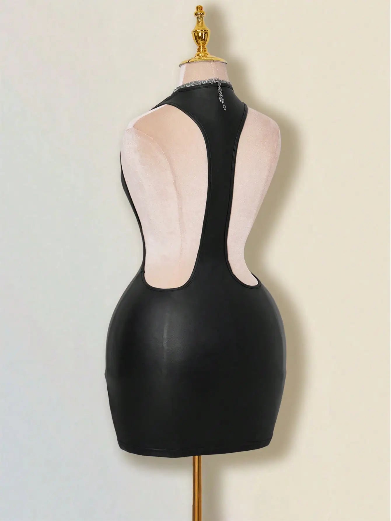 Solid Color Backless Bodycon Mini Dress White Sexy Club Party Dress