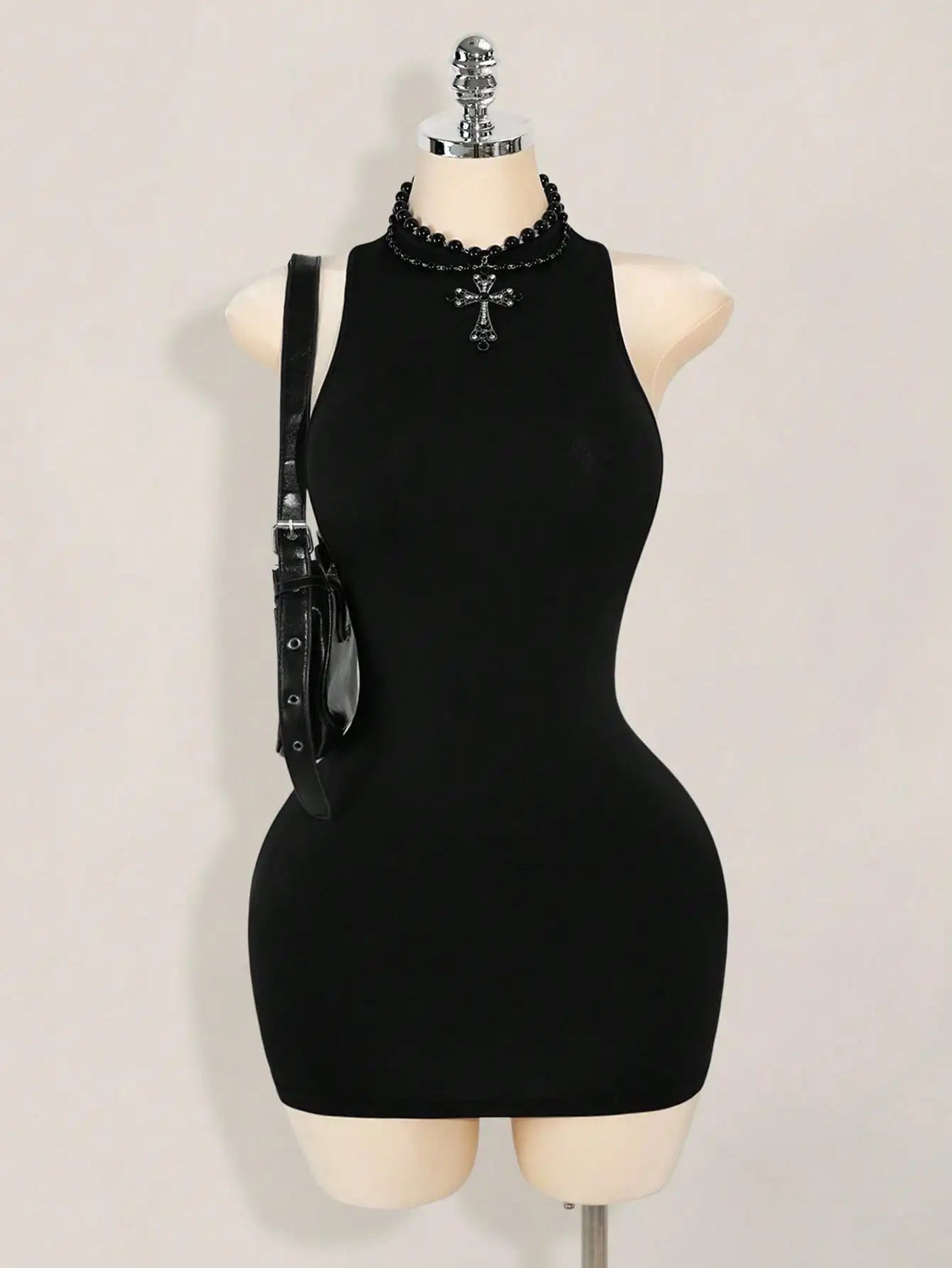 Solid Color Backless Bodycon Mini Dress White Sexy Club Party Dress