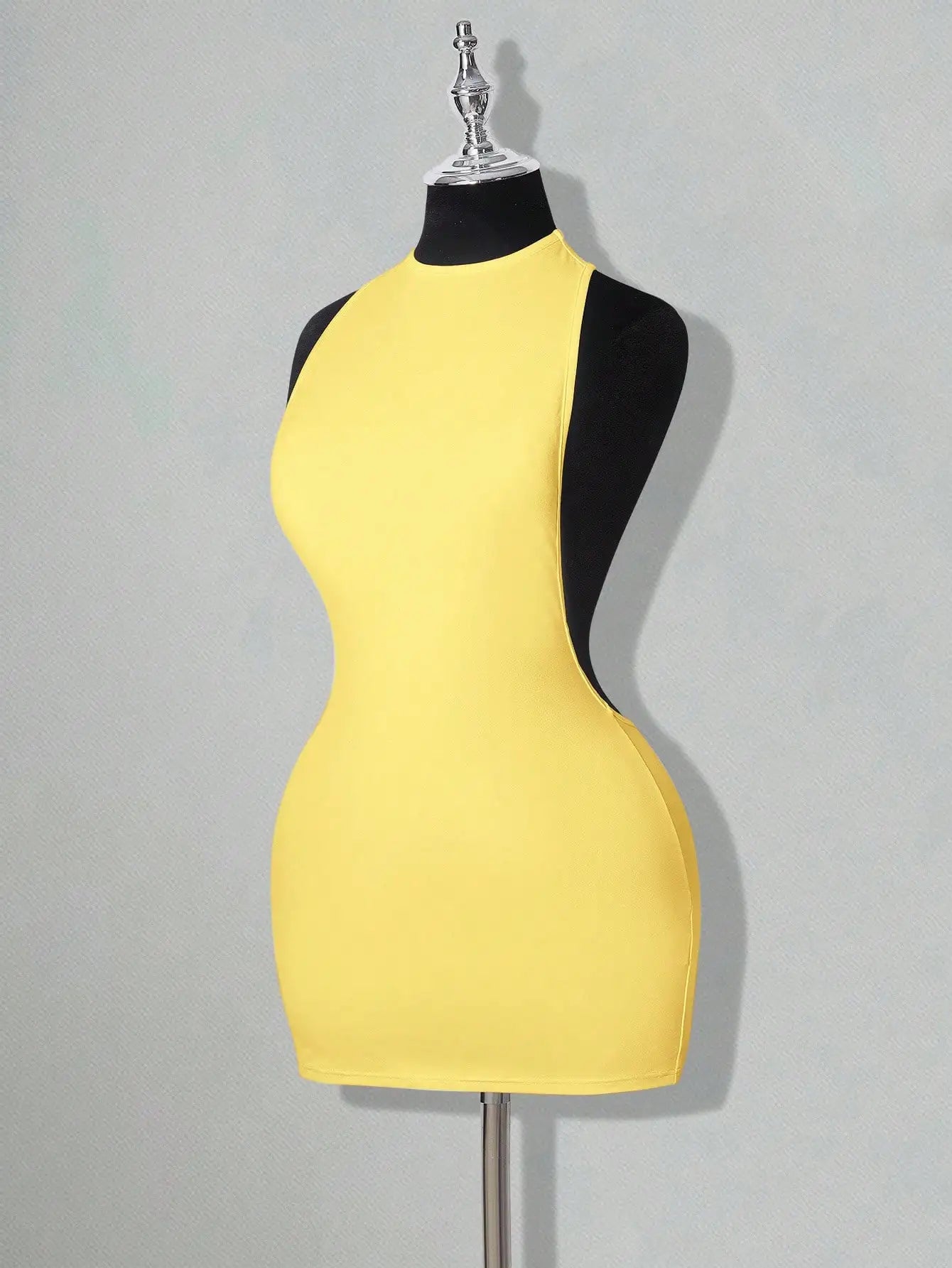 Solid Color Backless Bodycon Mini Dress White Sexy Club Party Dress