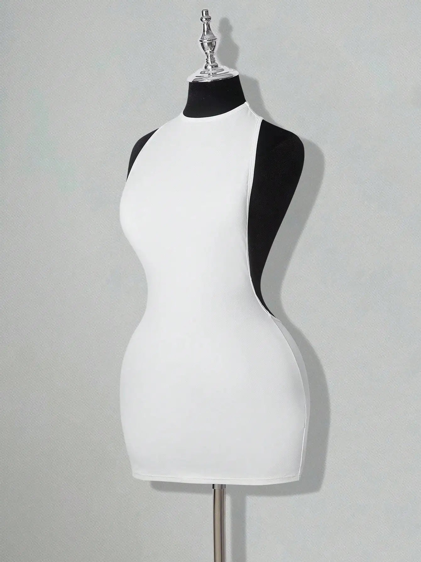 Solid Color Backless Bodycon Mini Dress White Sexy Club Party Dress