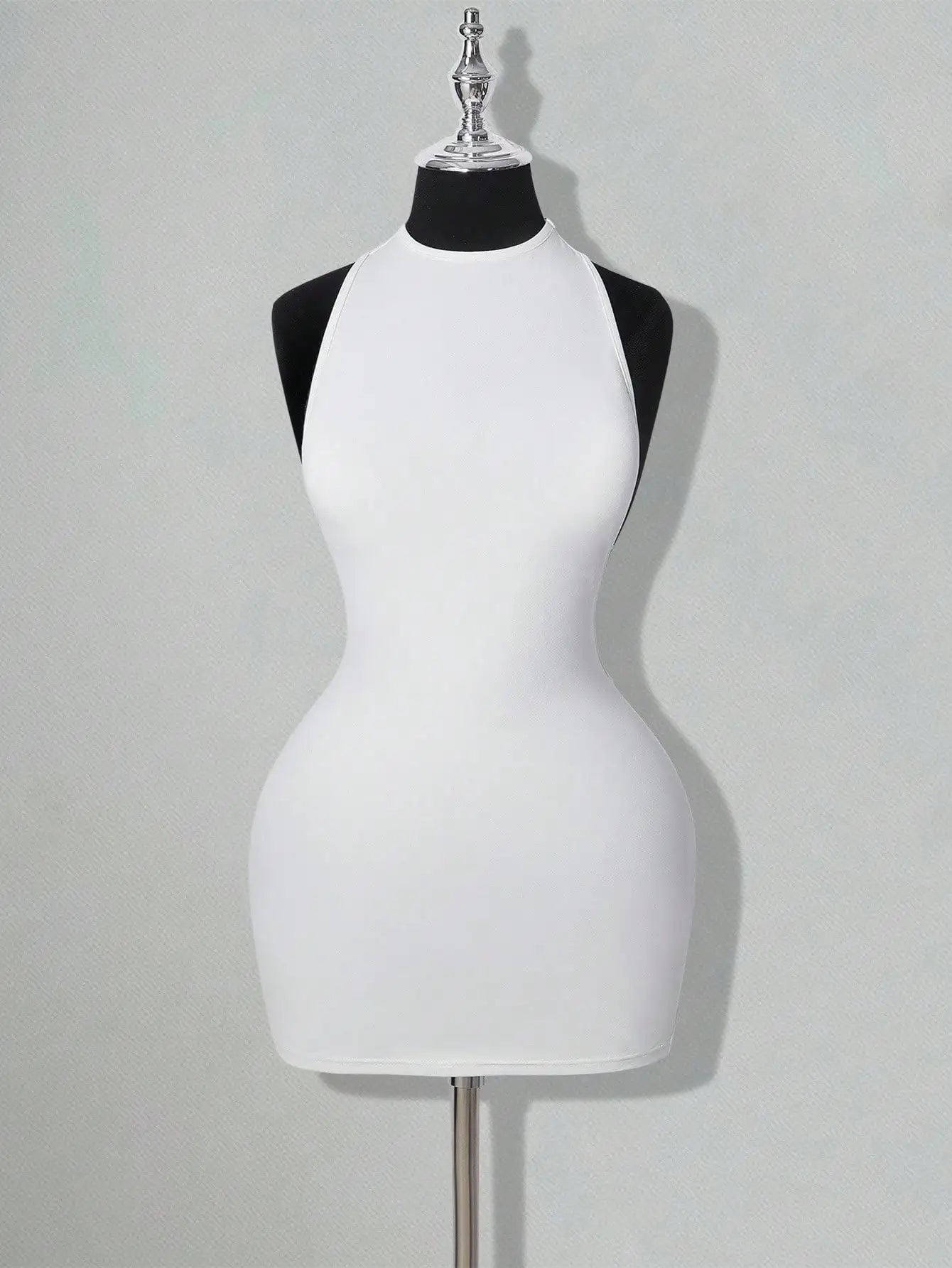 Solid Color Backless Bodycon Mini Dress White Sexy Club Party Dress