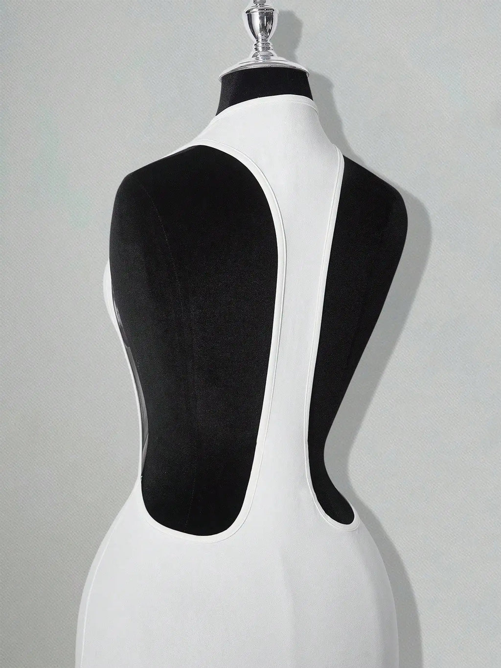 Solid Color Backless Bodycon Mini Dress White Sexy Club Party Dress
