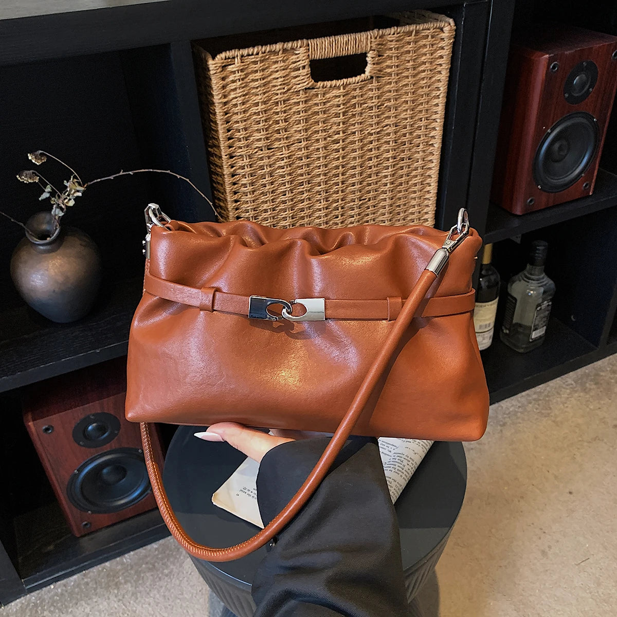Women'S Small PU Leather Buckle Crossbody Bag Casual Work Simple Shoulder Bags 2026 New Luxury Fashion Handbags and Purses