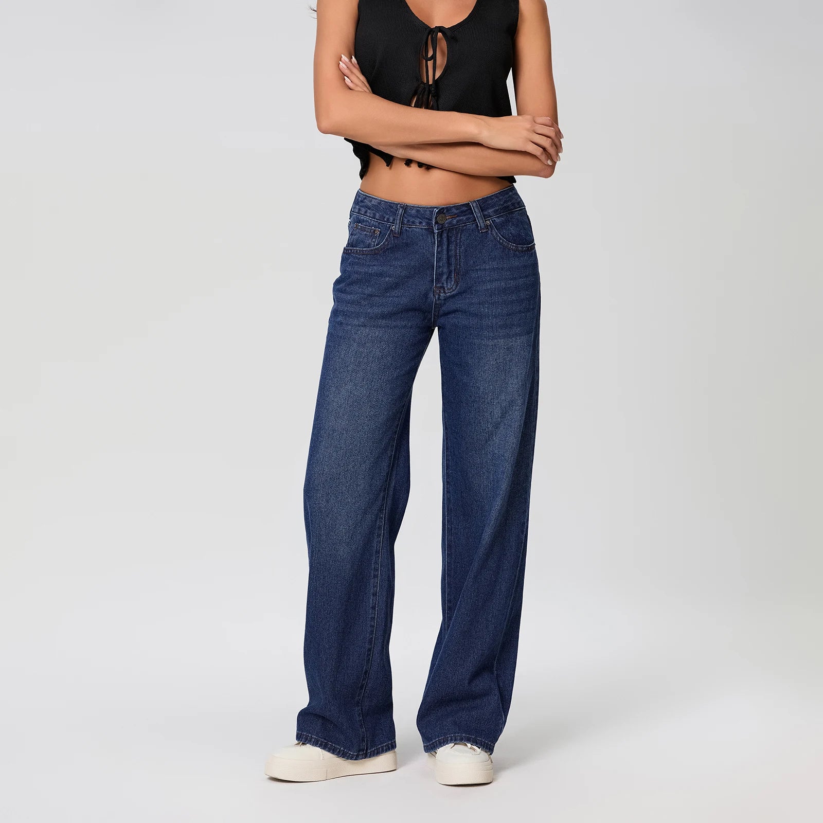 Y2K Baggy Jeans for Women Trendy Low Rise Casual Straight Leg Boyfriend Jeans Denim Pants with Pocket Streetwear