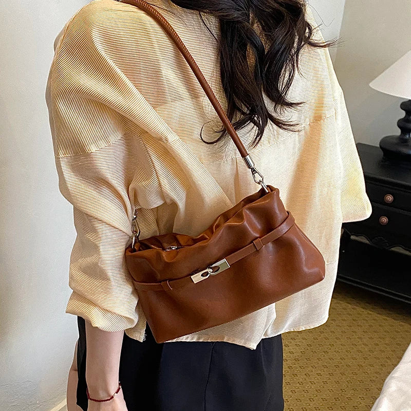 Women'S Small PU Leather Buckle Crossbody Bag Casual Work Simple Shoulder Bags 2026 New Luxury Fashion Handbags and Purses