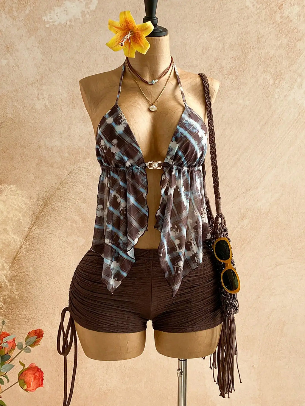 Summer New Women'S Camisole Fashion Clubwear Party Beach Female Halter Top Sexy Cardigan Backless See through Mesh Knitted Vest