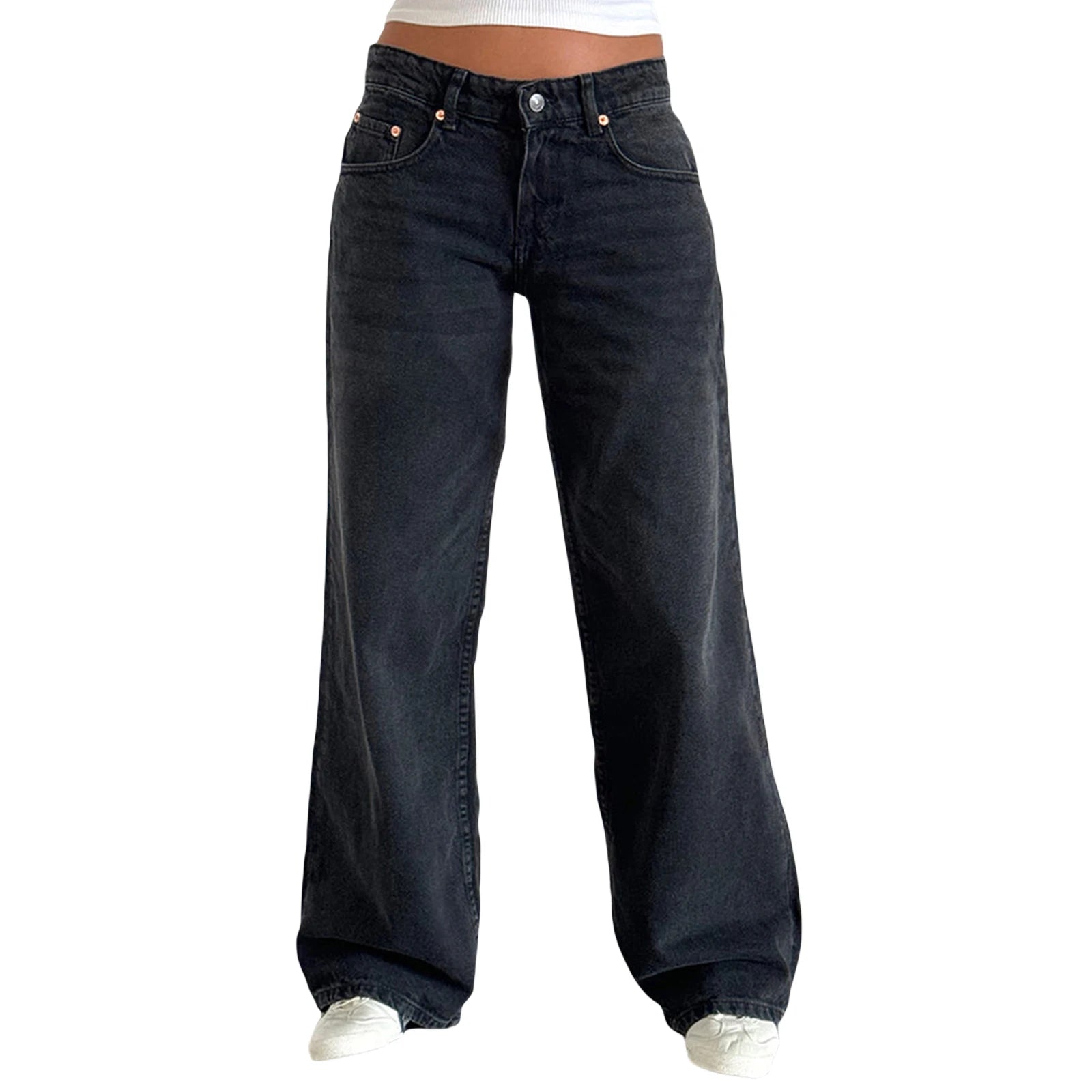 Y2K Baggy Jeans for Women Trendy Low Rise Casual Straight Leg Boyfriend Jeans Denim Pants with Pocket Streetwear
