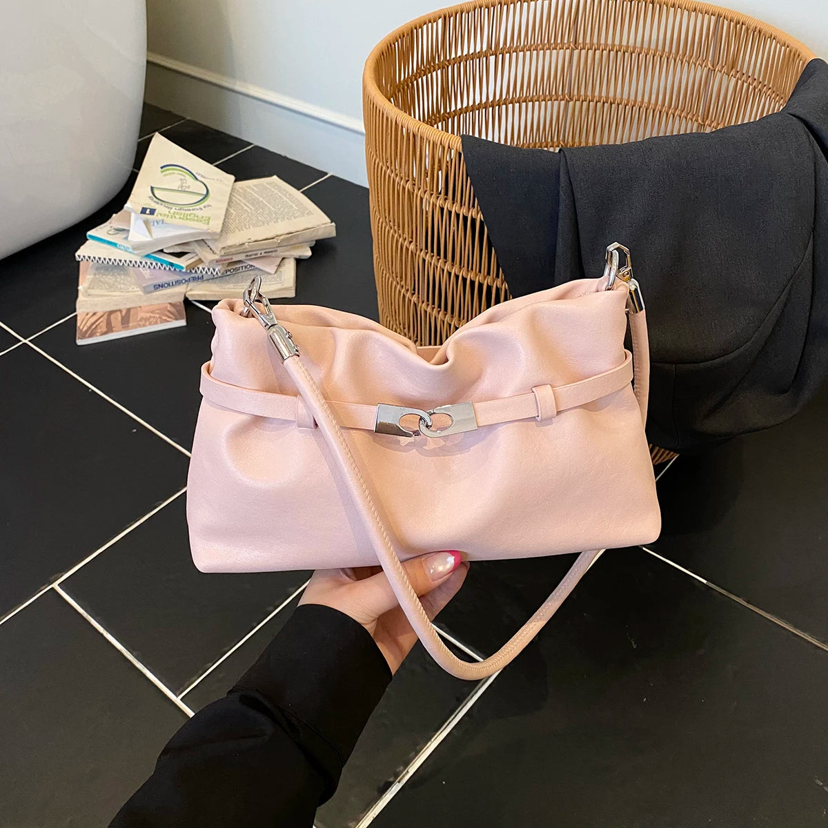 Women'S Small PU Leather Buckle Crossbody Bag Casual Work Simple Shoulder Bags 2026 New Luxury Fashion Handbags and Purses